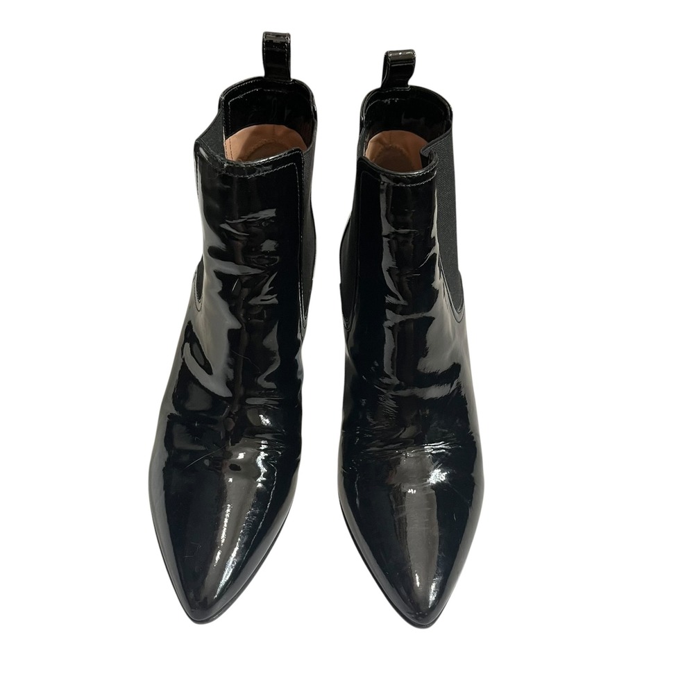 Robert Clergerie Black Patent Leather Pointed Toe Chelsea Bootie Heels Womens 39 - Picture 12 of 14